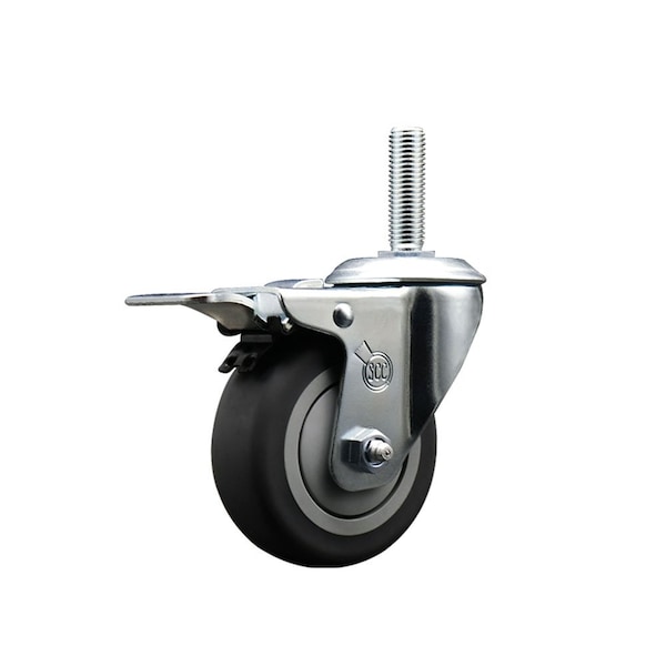 Service Caster 4 Inch Thermoplastic Rubber Wheel Swivel 34 Inch Threaded Stem Caster Total Lock Brake SCC SCC-TSTTL20S414-TPRB-34212 - main
